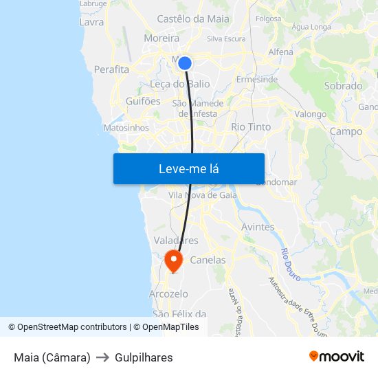 Maia (Câmara) to Gulpilhares map