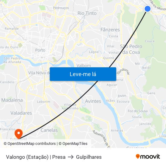 Valongo (Estação) | Presa to Gulpilhares map