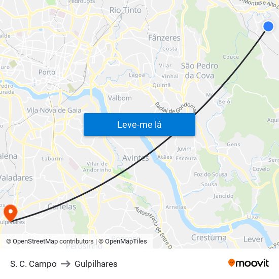 S.C.Campo to Gulpilhares map