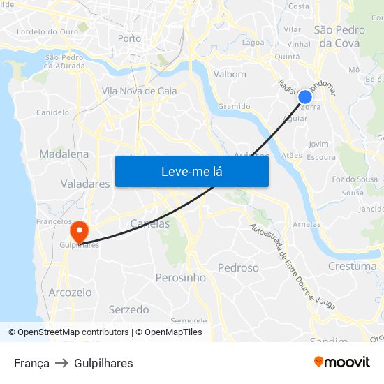 França to Gulpilhares map