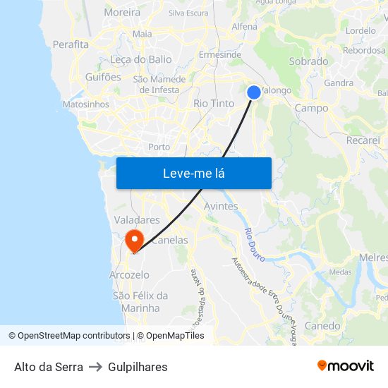 Alto da Serra to Gulpilhares map