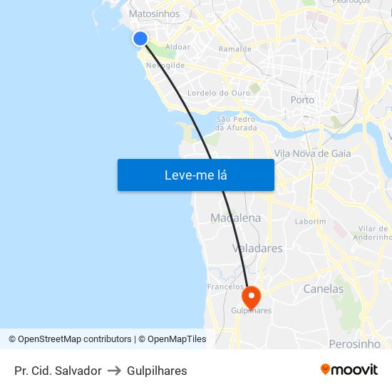 Pr. Cid. Salvador to Gulpilhares map