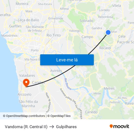 Vandoma (R.Central II) to Gulpilhares map