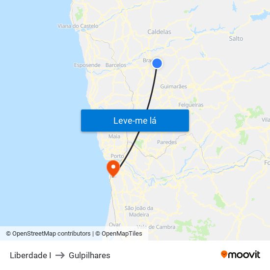 Liberdade I to Gulpilhares map