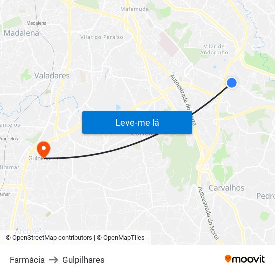 Farmácia to Gulpilhares map