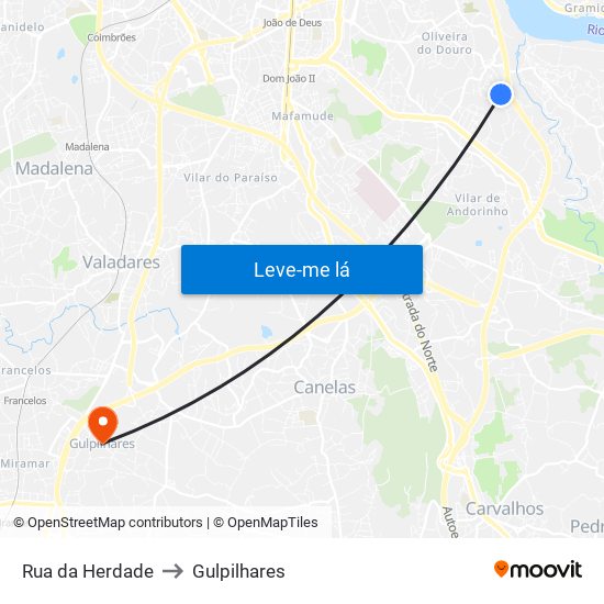 Rua da Herdade to Gulpilhares map