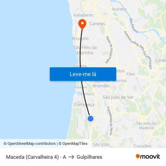 Maceda (Carvalheira 4) - A to Gulpilhares map