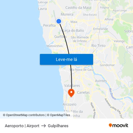 Aeroporto | Airport to Gulpilhares map