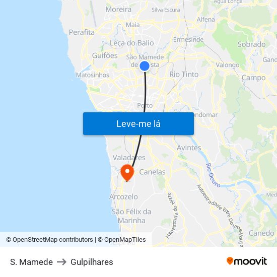 S. Mamede to Gulpilhares map