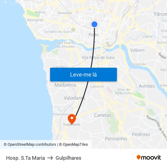 Hosp. S.Ta Maria to Gulpilhares map