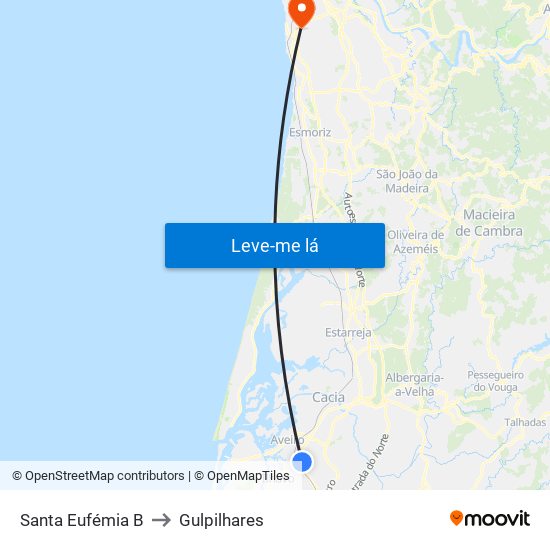 Santa Eufémia B to Gulpilhares map