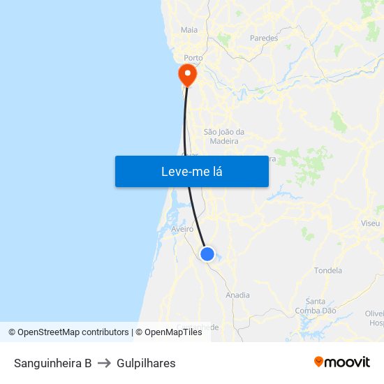 Sanguinheira B to Gulpilhares map