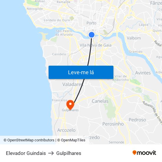 Elevador Guindais to Gulpilhares map