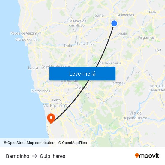 Barridinho to Gulpilhares map