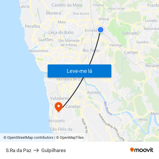 S.Ra da Paz to Gulpilhares map
