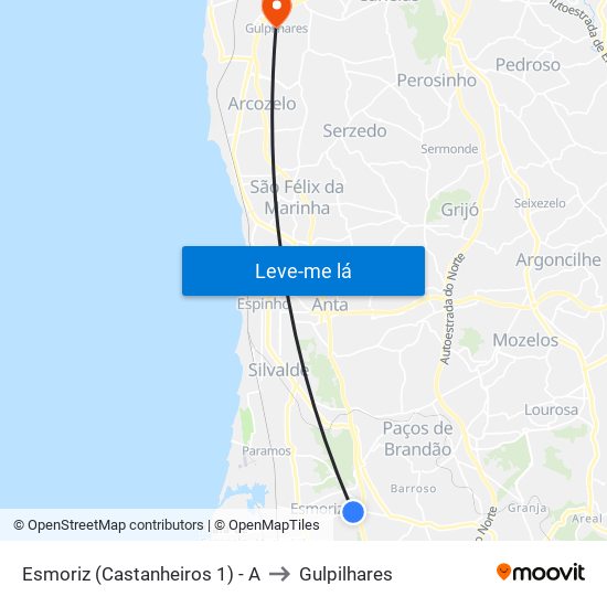 Esmoriz (Castanheiros 1) - A to Gulpilhares map