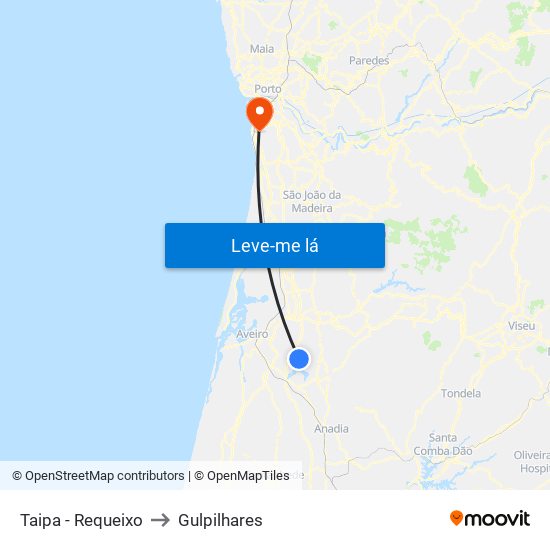 Taipa - Requeixo to Gulpilhares map