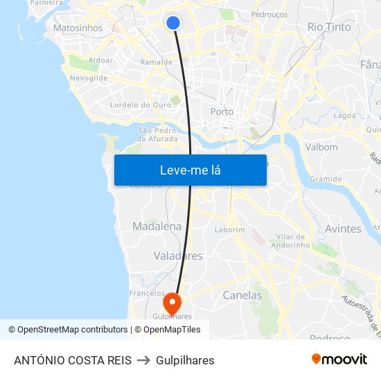 ANTÓNIO COSTA REIS to Gulpilhares map