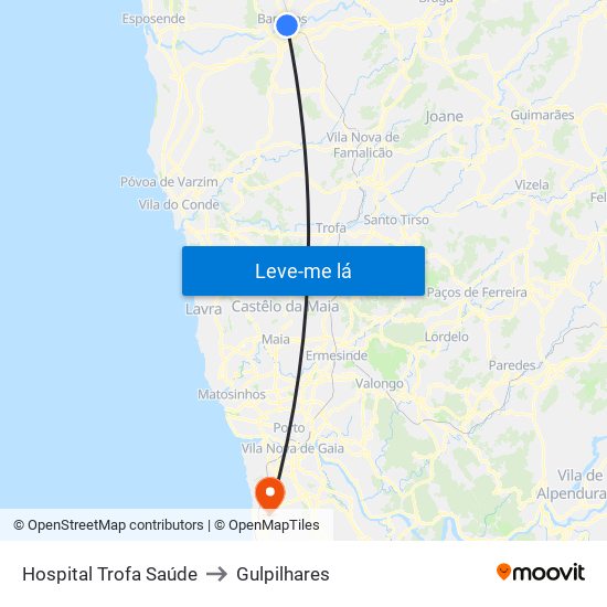 Hospital Trofa Saúde to Gulpilhares map