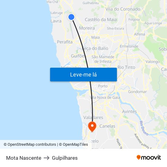 Mota Nascente to Gulpilhares map