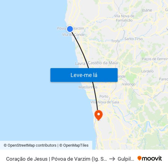 Coração de Jesus | Póvoa de Varzim (Ig. Sagrado Coração Jesus) to Gulpilhares map