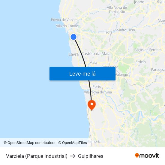 Varziela (Parque Industrial) to Gulpilhares map