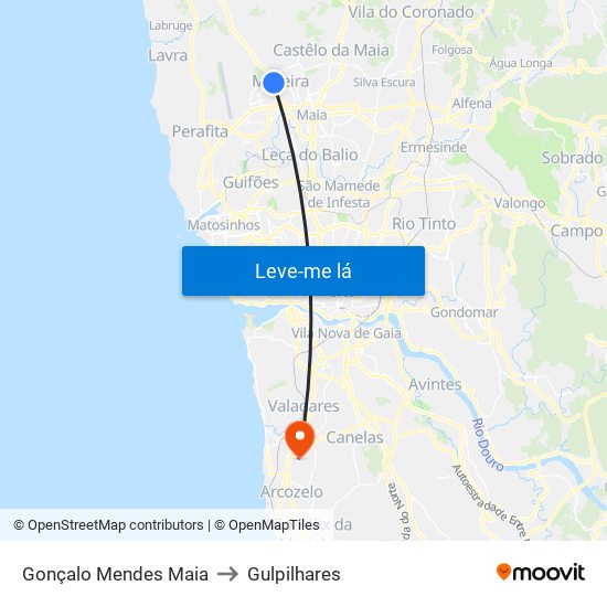 Gonçalo Mendes Maia to Gulpilhares map