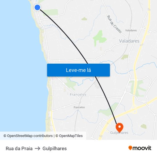 Rua da Praia to Gulpilhares map