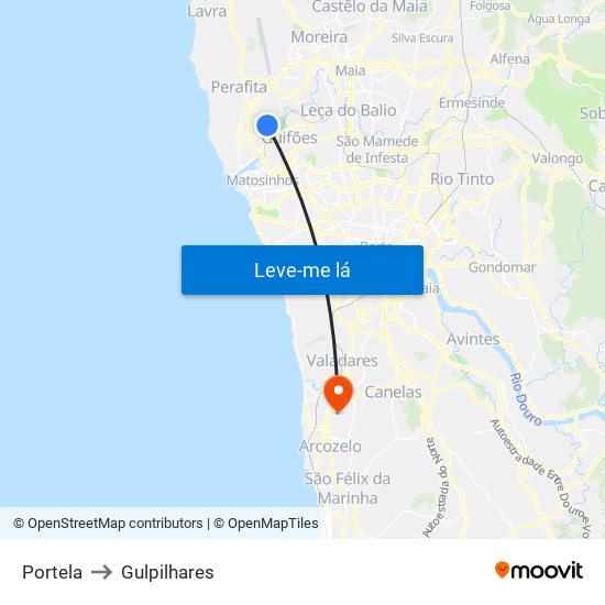 Portela to Gulpilhares map