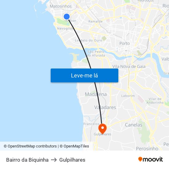 Bairro da Biquinha to Gulpilhares map