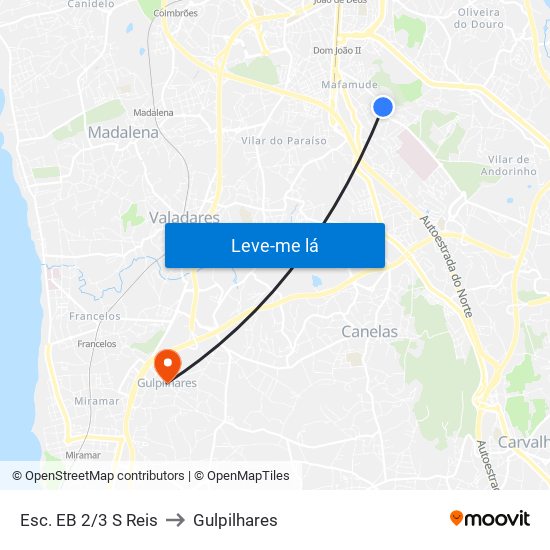 Esc. EB 2/3 S Reis to Gulpilhares map