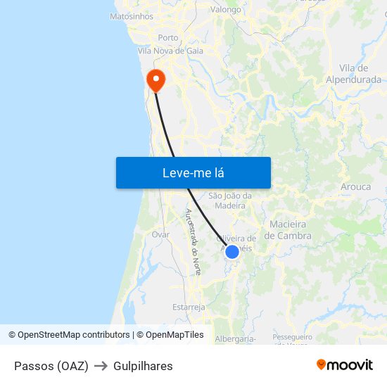 Passos (OAZ) to Gulpilhares map