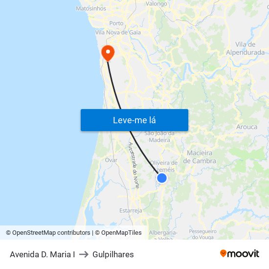 Avenida D. Maria I to Gulpilhares map