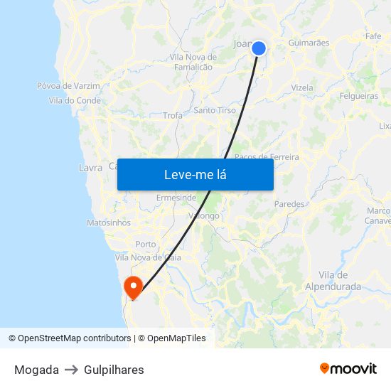 Mogada to Gulpilhares map