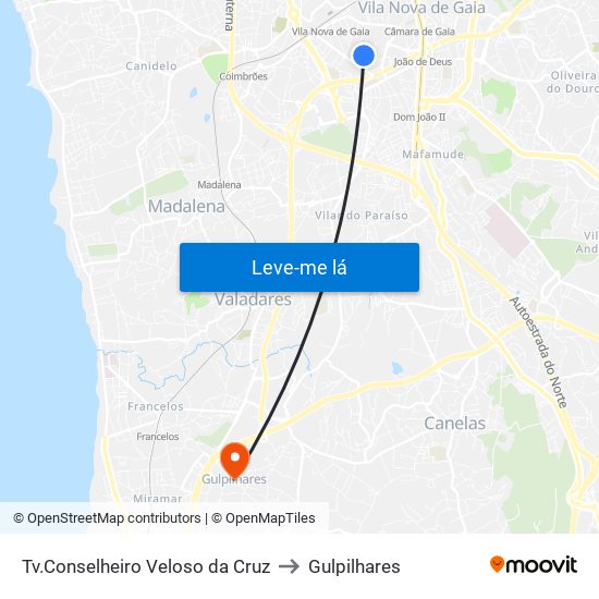 Tv.Conselheiro Veloso da Cruz to Gulpilhares map