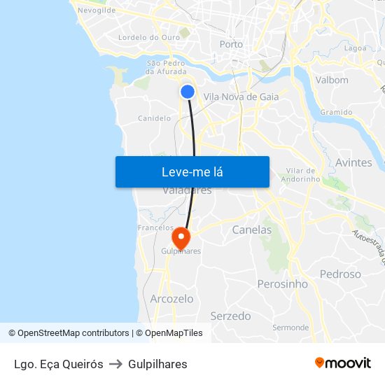 Lgo. Eça Queirós to Gulpilhares map