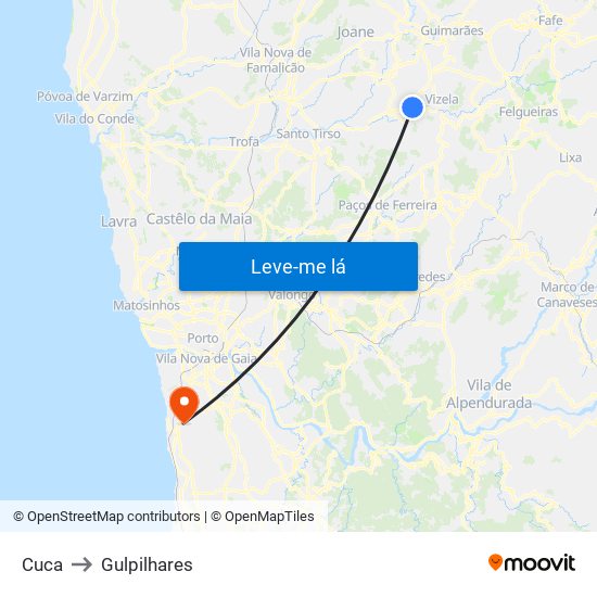 Cuca to Gulpilhares map