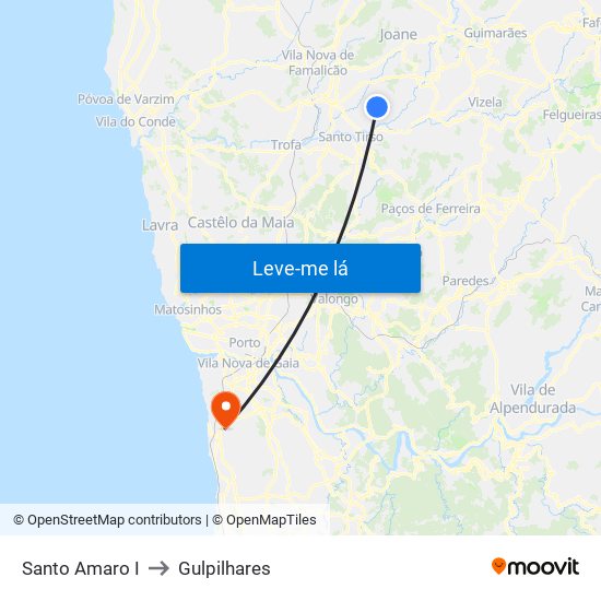 Santo Amaro to Gulpilhares map