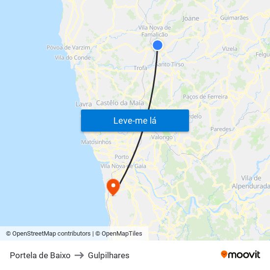 Portela de Baixo to Gulpilhares map