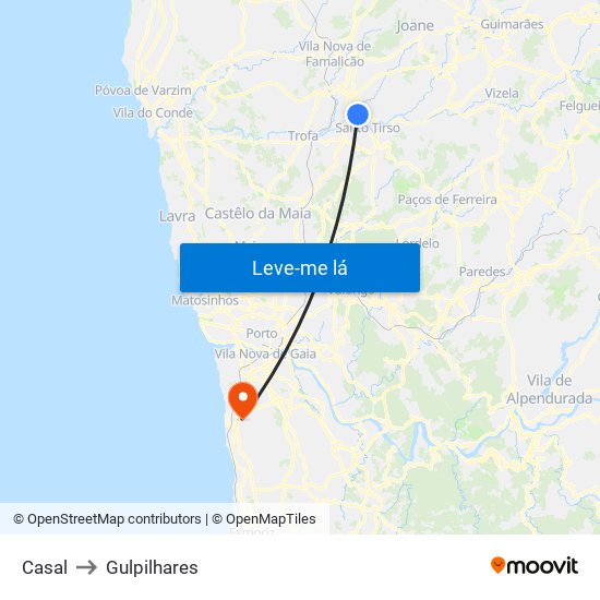 Casal to Gulpilhares map