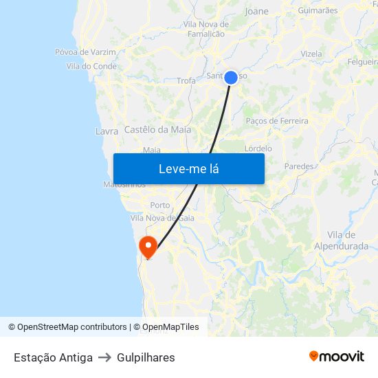 Estação Antiga to Gulpilhares map