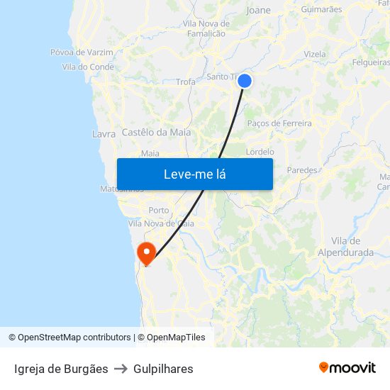 Igreja de Burgães to Gulpilhares map