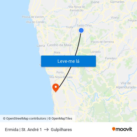 Ermida | St. André 1 to Gulpilhares map