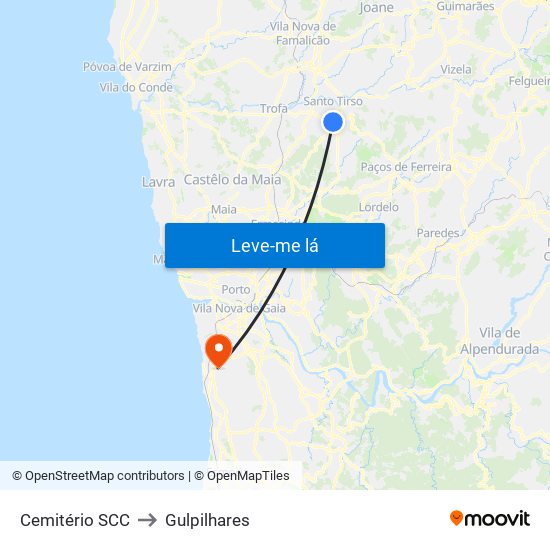 Cemitério SCC to Gulpilhares map