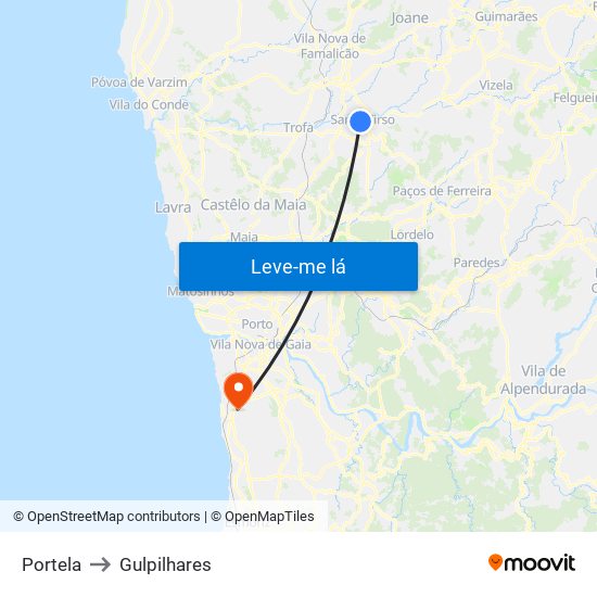 Portela to Gulpilhares map