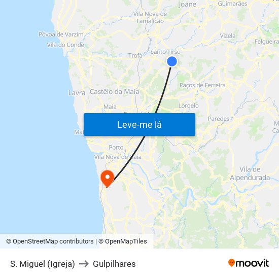 S. Miguel (Igreja) to Gulpilhares map