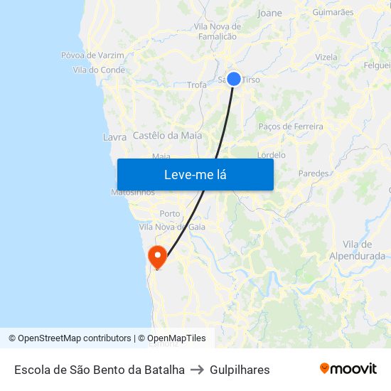 Escola de São Bento da Batalha to Gulpilhares map