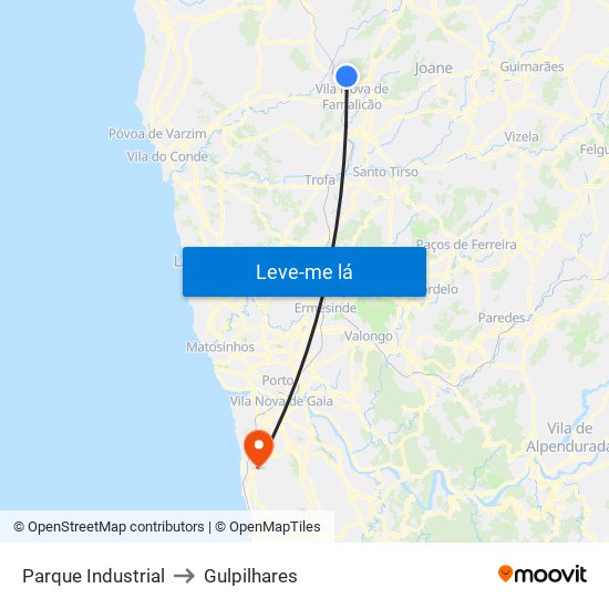 Parque Empresarial to Gulpilhares map