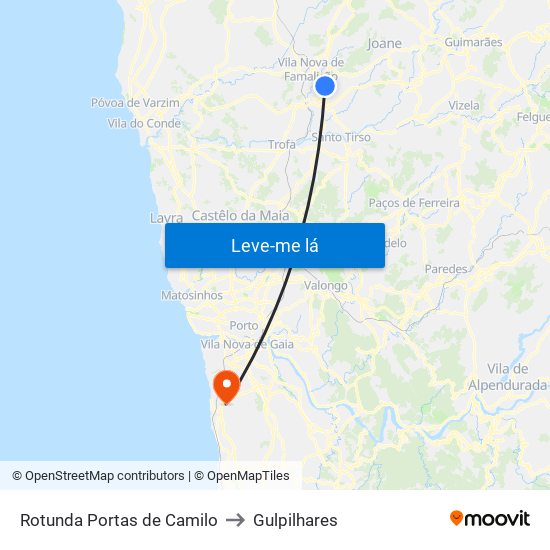 Rotunda Portas de Camilo to Gulpilhares map