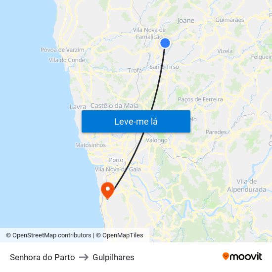 Senhora do Parto to Gulpilhares map